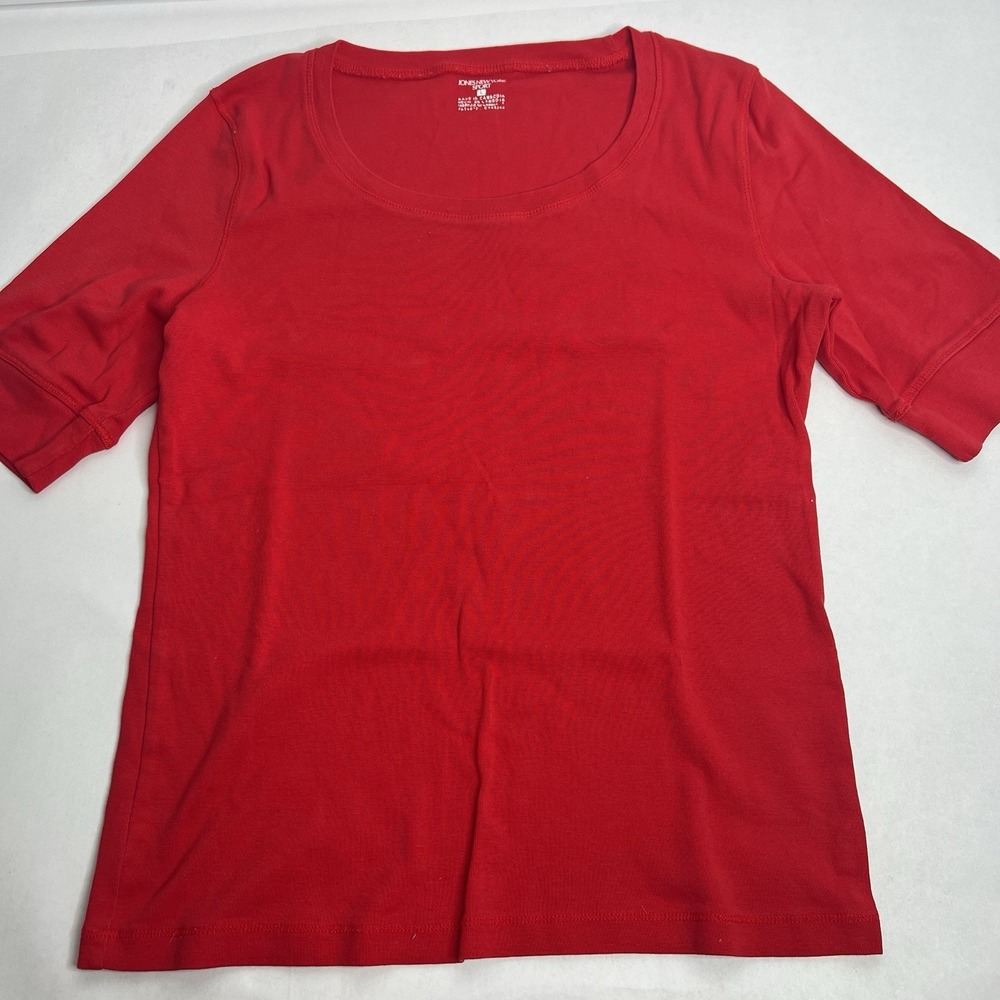 Jones New York Sport Top Large Red Stretch Womens Classic Pullover Tee